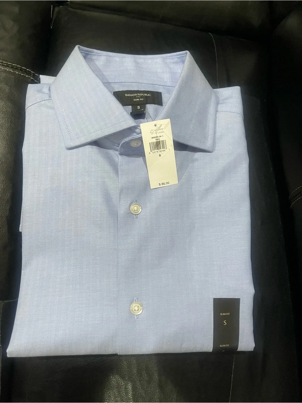 NWT Banana Republic Light Blue Men’s Slim Fit Dress Shirt - Spread Collar Sz S